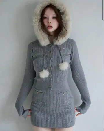 andmary Reo fur knit set up 1
