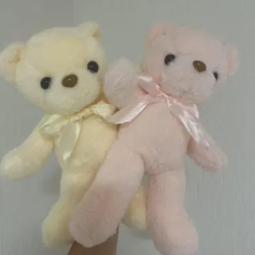 봉제 인형 크림색 핑크