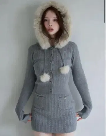 andmary Reo fur knit set up 2