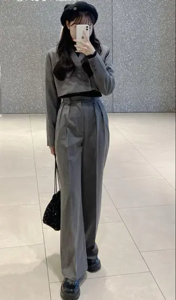 GRL 숏 기장 자켓 x 센터 프레스 와이드 팬츠 셋업 gm744