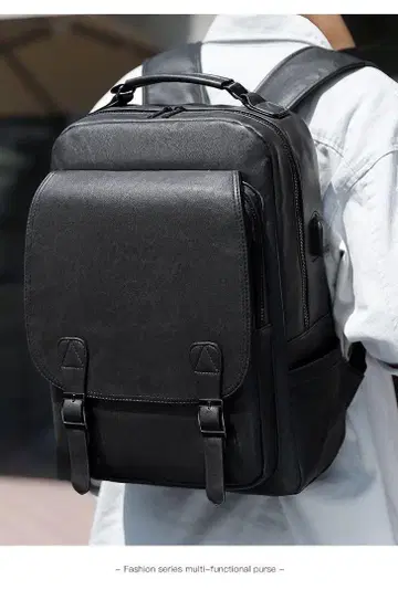 신상 블랙 백팩 가죽 비즈니스 백 대용량 럭색