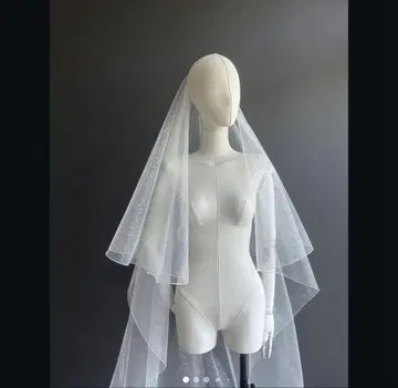 라메 글리터 롱 베일 멜로우 가공