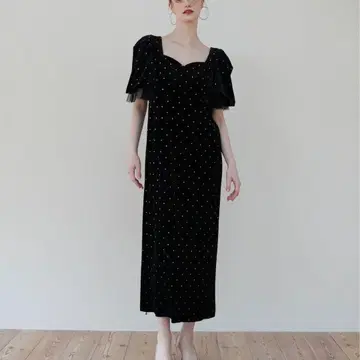 acka bijou dot velours dress