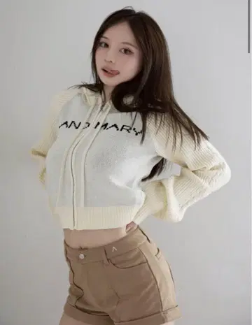 andmary Jeniffer knit hoodie set 아이보리