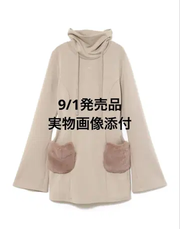 andmary Fur pocket mini dress beige