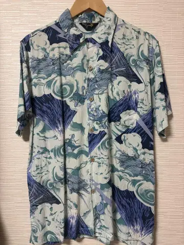 알로하 셔츠 후지산 용 일본풍 패턴 japan 레이온