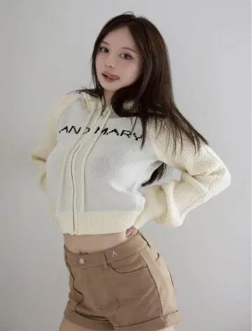 andmary Jeniffer knit hoodie set ivory