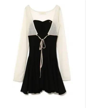 andmary Lona ribbon mini dress black