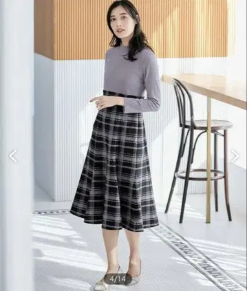 [ 세탁 가능 ] 체크 자카드 콤비 원피스 에니스이 any SiS
