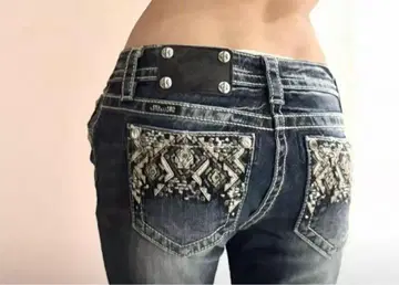 자수 플레어 데님 팬츠 y2k 헤이세이 여자 00s 그래픽 갸루