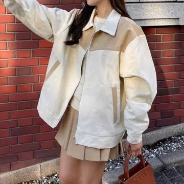RiLi 바이컬러 오버 자켓 아이보리