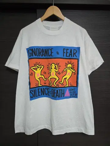 ~90s 키스 해링 IGNORANCE = FEAR 티셔츠