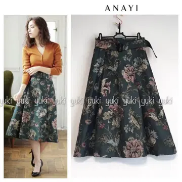 ANAYI 플라워 자카드 벨트 스커트