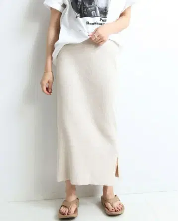 SLOBE IENA 워셔블 코튼 리브 스커트