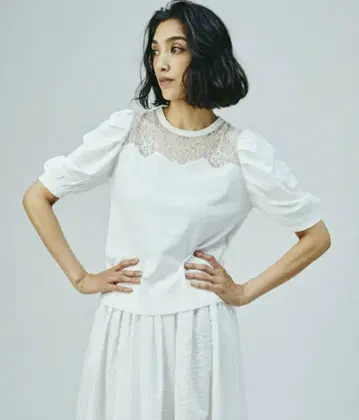 더블 스탠다드 클로징 sov. 레이스 니트 반팔