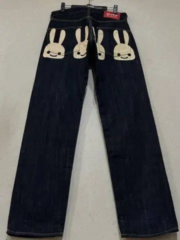 CUNE 큔 LotCGP-0501-BU4 4연 빅 토끼 데님 팬츠