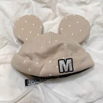 디즈니 미키 모자 베이지 도트 무늬 58cm