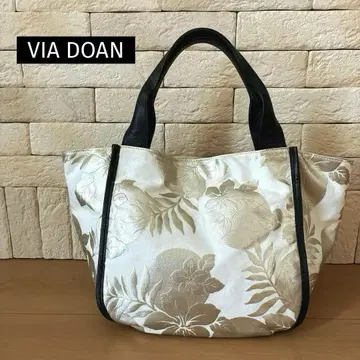 VIA DOAN 코튼 x 가죽 토트백 일본 의류 made in Japan