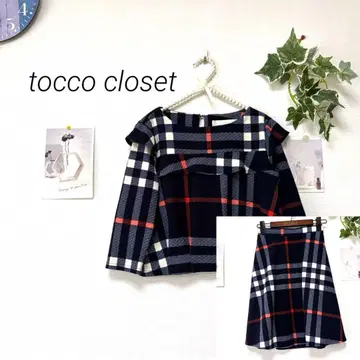 10024 tocco closet 스커트 셋업 체크 무늬 프릴