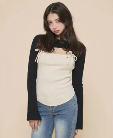 ANDMARY Bebe 리본 세트 탑 블랙