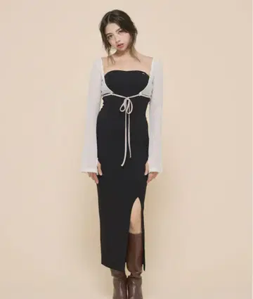 ANDMARY Lona ribbon long dress black