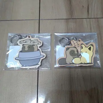 너구리와 여우 우드 키링 2종 세트