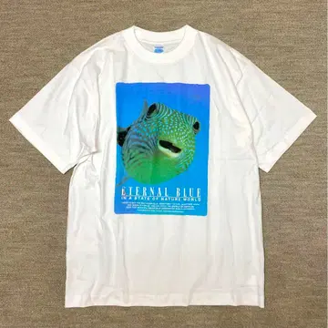 XL 새상품 90's 사자나미복 복어 폰타? 프린트 티셔츠
