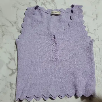 시루무린 부클레 KNIT 스캘럽 상의 퍼플