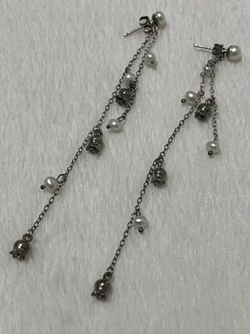 실버 925 펄 롱 귀걸이 여성용 은방울꽃 모티브 액세서리
