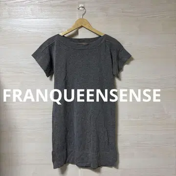 FRANQUEENSENSE 반팔 니트 원피스 그레이 무지 린넨