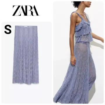 ZARA 롱 레이스 스커트 미디엄 블루 S 완판템