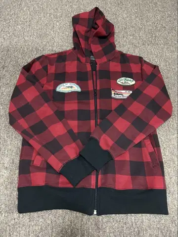 체크 무늬 집업 후드티