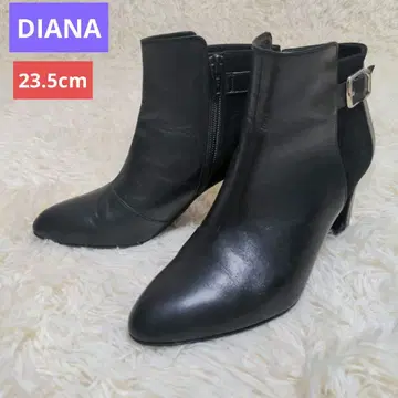 DIANA 숏부츠 사이드 지퍼 벨트 가죽 블랙 23.5cm