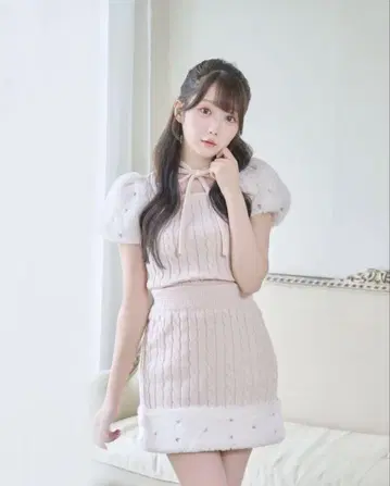 로제 뮤즈 Fur point knit mini set up