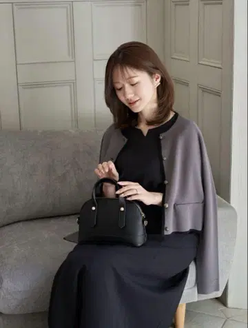 메종 에쉘 밀라노 리브 바이컬러 니트 가디건
