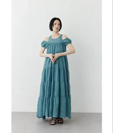 라미 티어드 원피스 터콰이즈