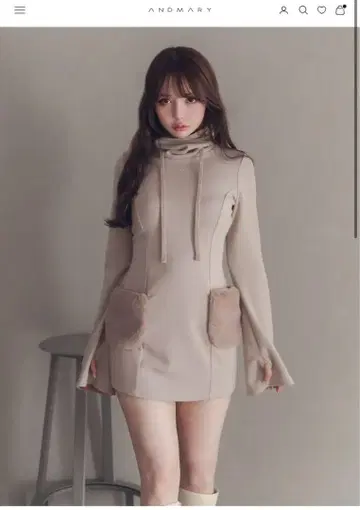andmary Fur 포켓 미니 드레스