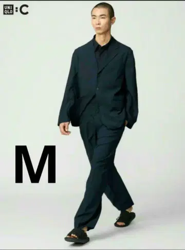유니클로 C 감동 턱 팬츠 네이비 M