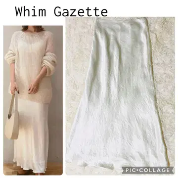 Whim Gazette 윔 가젯 새틴 플레어 스커트 화이트 36