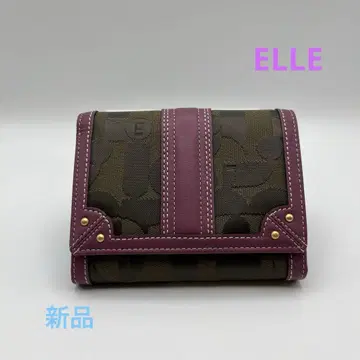 여성용 ELLE 셰리르 II 접이식 지갑 폴리에스테르 나일론 x 소가죽