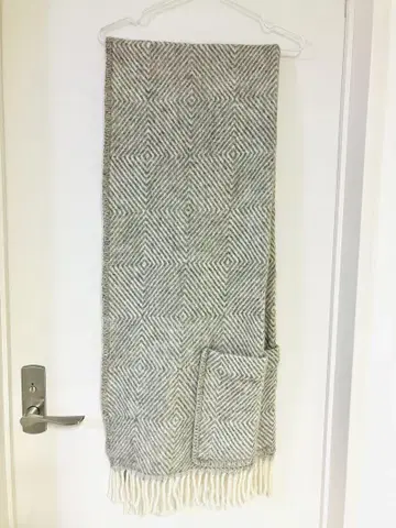 라푸안칸크리 포켓 부착 숄 60x180 MARIA 그레이/화이트
