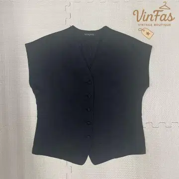 Vintage 블랙 베스트 여성용 포멀 캐주얼