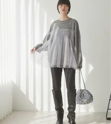 ANGIE 튤 도킹 니트
