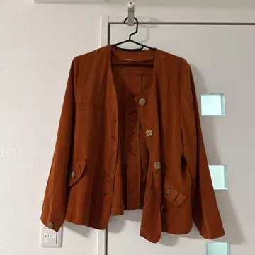새상품급 버튼 오렌지 노카라 자켓 자켓 겉옷 가디건