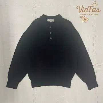 ARTEVARIO 빈티지 블랙 니트 피케 셔츠 긴팔