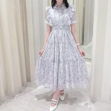 evelyn 라메 프릴 꽃무늬 OP
