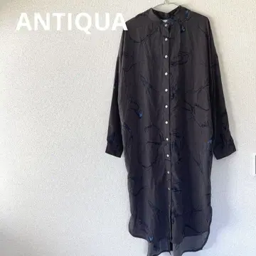 안티카 ANTIQUA 차콜 그레이 백 버튼 셔츠 원피스