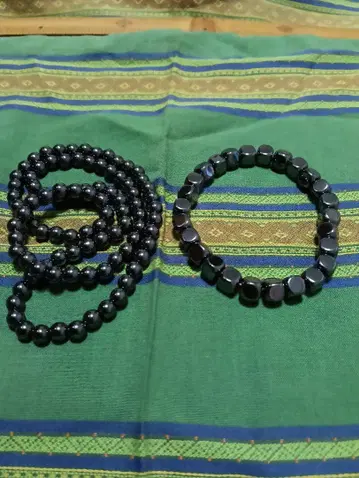 블랙 컬러 비즈 팔찌 & 목걸이