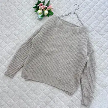 루니 [ Free ] 스웨터 보트넥 풀오버 드롭 숄더