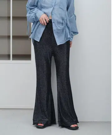 Kastane 라메 컷 플레어 팬츠
